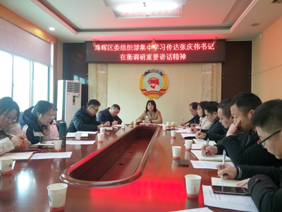 珠晖区委组织部集中学习传达张庆伟书记在衡调研重要讲话精神
